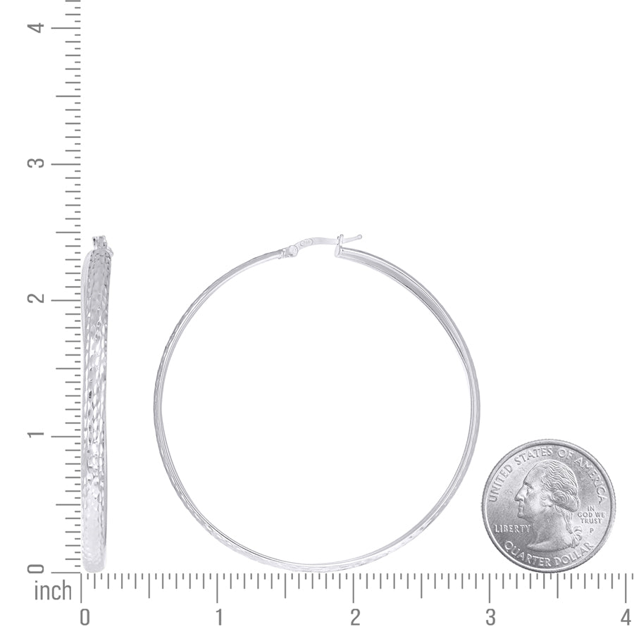 925 Sterling Silver Fancy Dc Earrings Hoop Silver