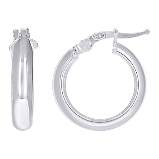 925 Sterling Silver Earrings Hoop Silver 4mm-12
