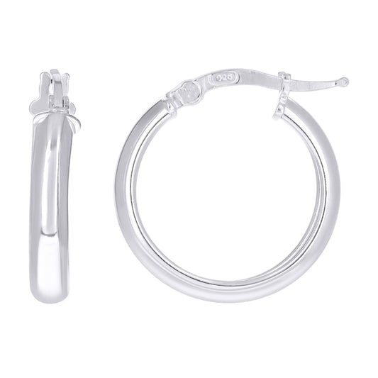 925 Sterling Silver Earrings Hoop Silver 4mm-15