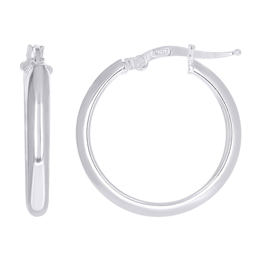 925 Sterling Silver Earrings Hoop Silver 4mm-20
