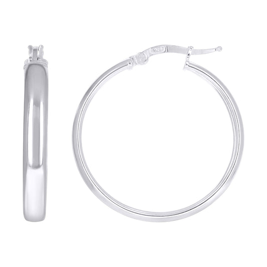 925 Sterling Silver Earrings Hoop Silver 4mm-25
