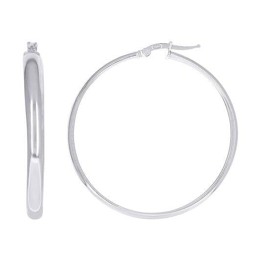 925 Sterling Silver Earrings Hoop Silver 4mm-40