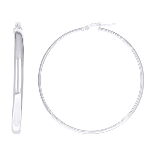 925 Sterling Silver Earrings Hoop Silver 4mm-50