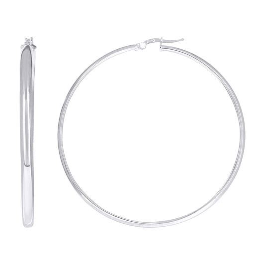 925 Sterling Silver Earrings Hoop Silver 4mm-60