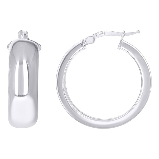 925 Sterling Silver Earrings Hoop Silver 7mm-20
