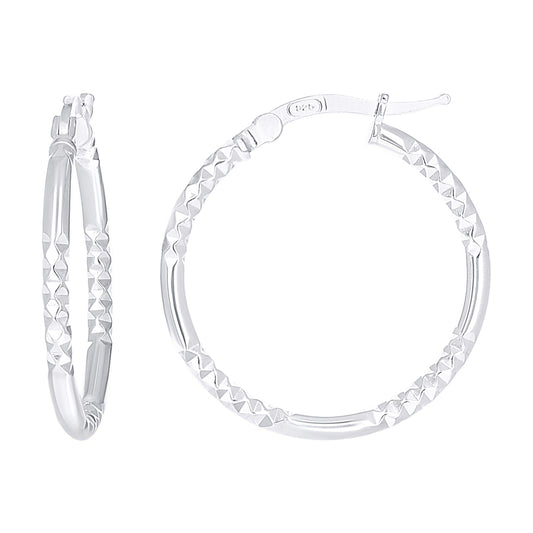 925 Sterling Silver Fancy Hoop Earring 2mm-20 Silver