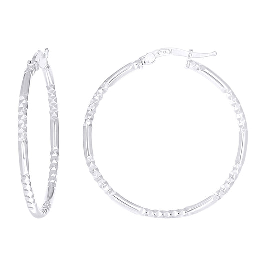 925 Sterling Silver Fancy Hoop Earring 2mm-30 Silver