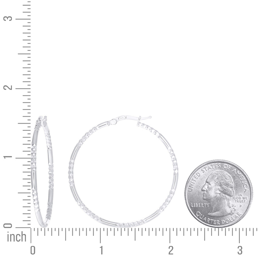 925 Sterling Silver Fancy Hoop Earring 2mm-35 Silver