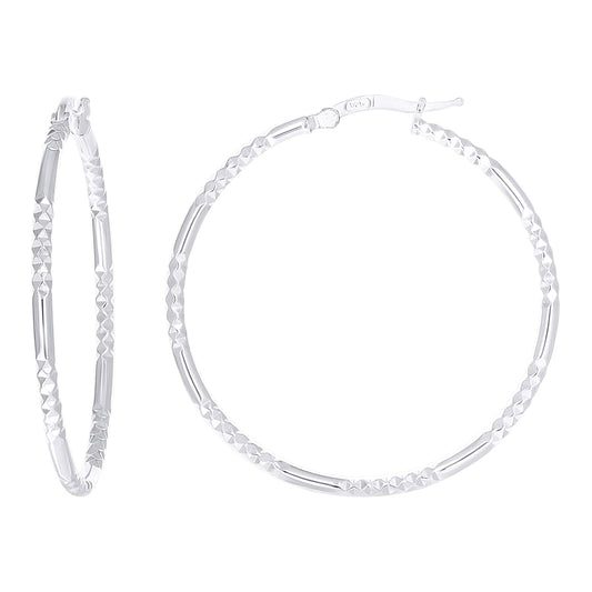 925 Sterling Silver Fancy Hoop Earring 2mm-35 Silver