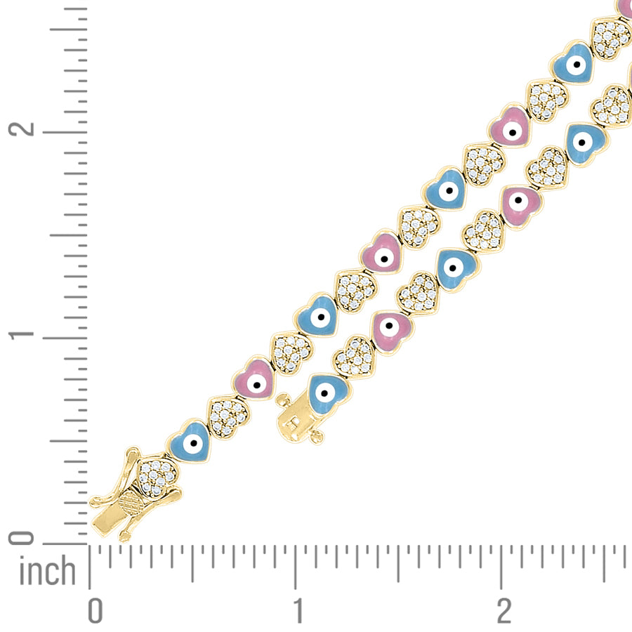 925 Sterling Silver Fancy Bracelet 7"-Yellow