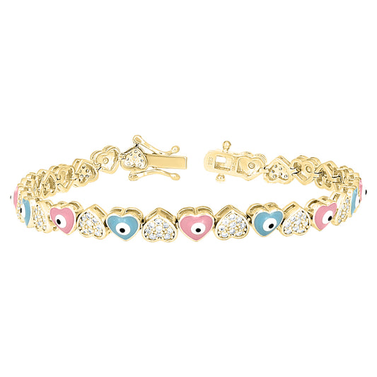925 Sterling Silver Fancy Bracelet 7"-Yellow