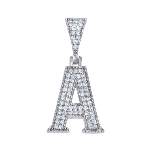 925 Sterling Silver Initial "A" Moissanite