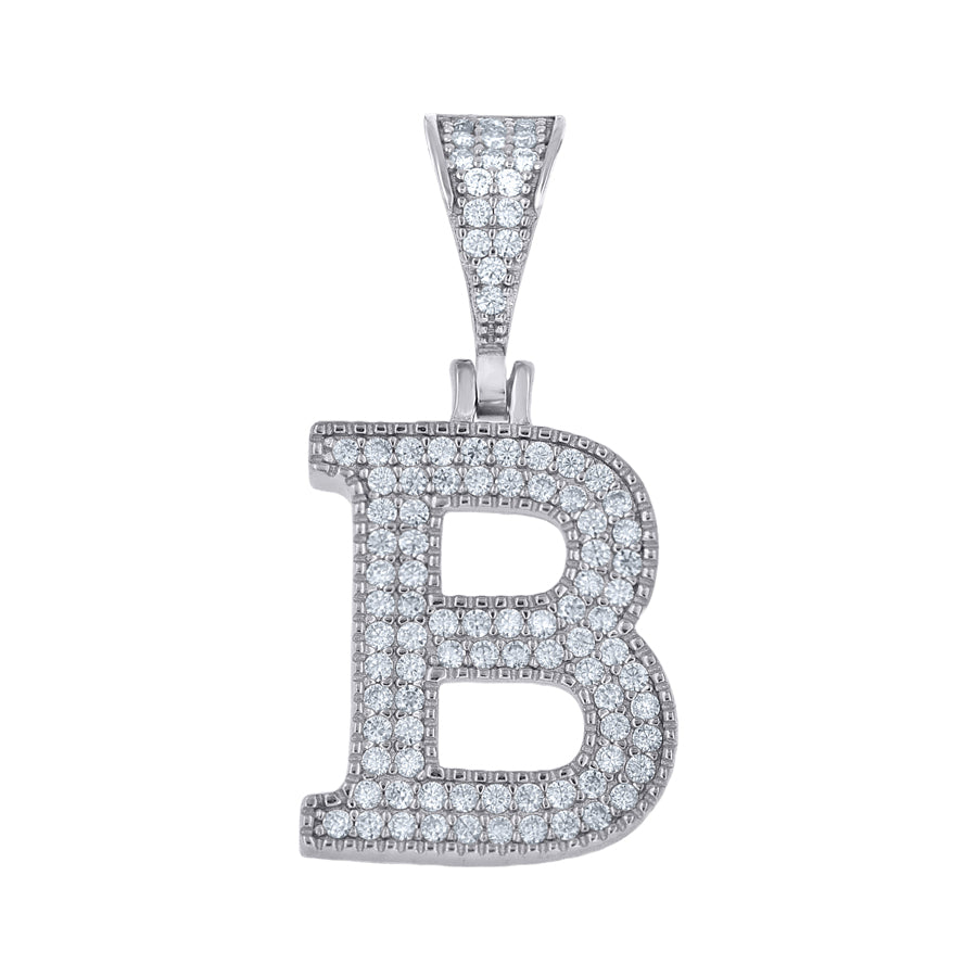 925 Sterling Silver Initial "B" Moissanite