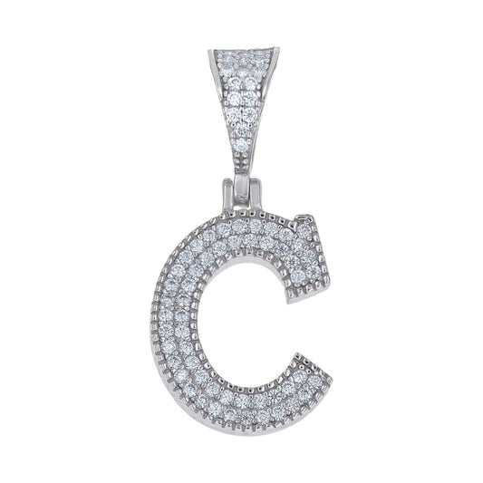 925 Sterling Silver Initial "C" Moissanite