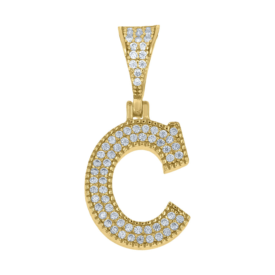 925 Sterling Silver Initial "C" Moissanite