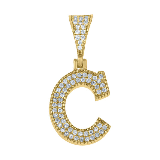925 Sterling Silver Initial "C" Moissanite