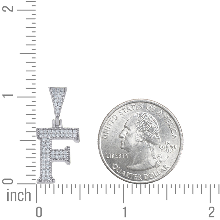 925 Sterling Silver Initial "F" Moissanite