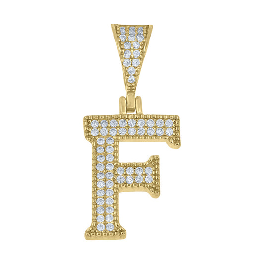 925 Sterling Silver Initial "F" Moissanite