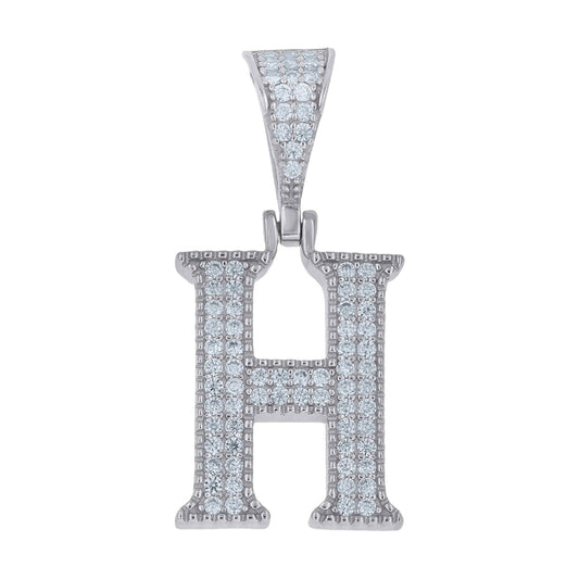 925 Sterling Silver Initial "H" Moissanite