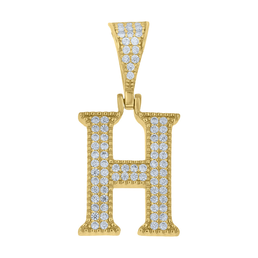 925 Sterling Silver Initial "H" Moissanite