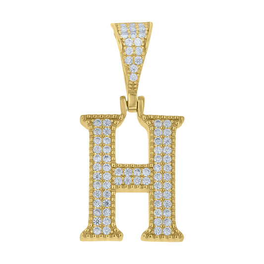 925 Sterling Silver Initial "H" Moissanite