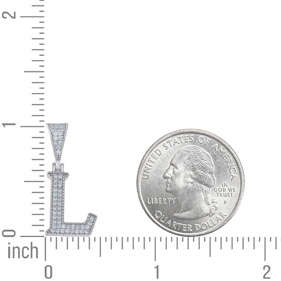 925 Sterling Silver Initial "L" Moissanite