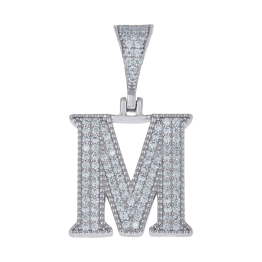 925 Sterling Silver Initial "M" Moissanite