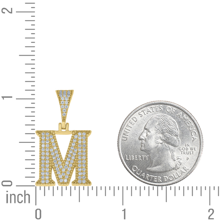 925 Sterling Silver Initial "M" Moissanite