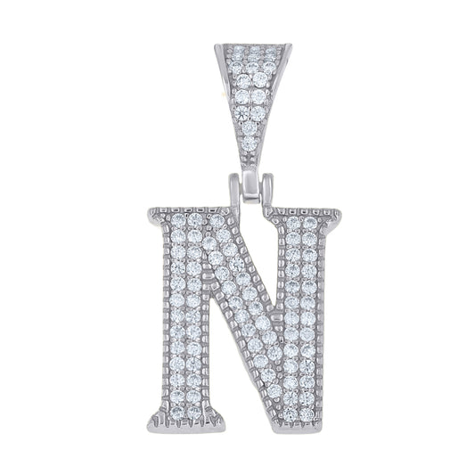 925 Sterling Silver Initial "N" Moissanite