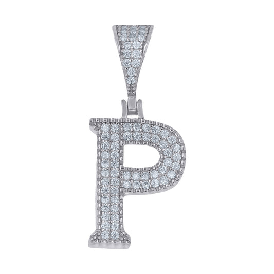 925 Sterling Silver Initial "P" Moissanite