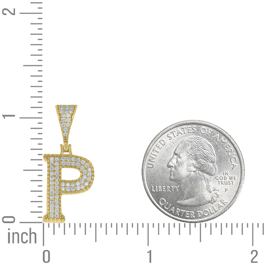 925 Sterling Silver Initial "P" Moissanite