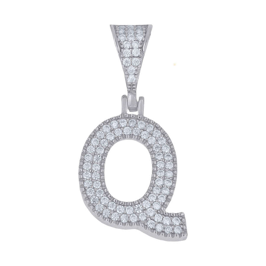 925 Sterling Silver Initial "Q" Moissanite