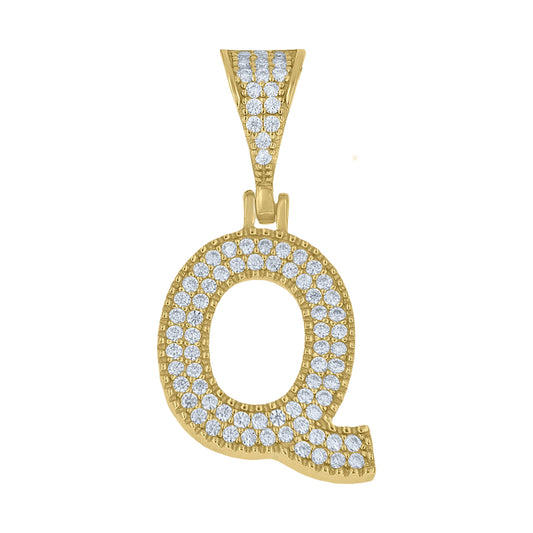 925 Sterling Silver Initial "Q" Moissanite
