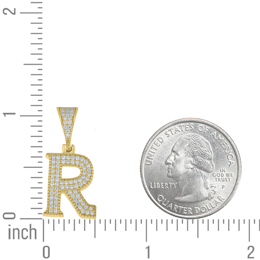925 Sterling Silver Initial "R" Moissanite