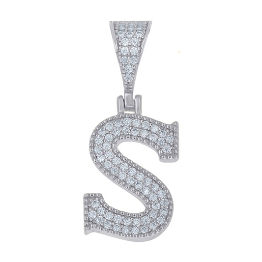 925 Sterling Silver Initial "S" Moissanite
