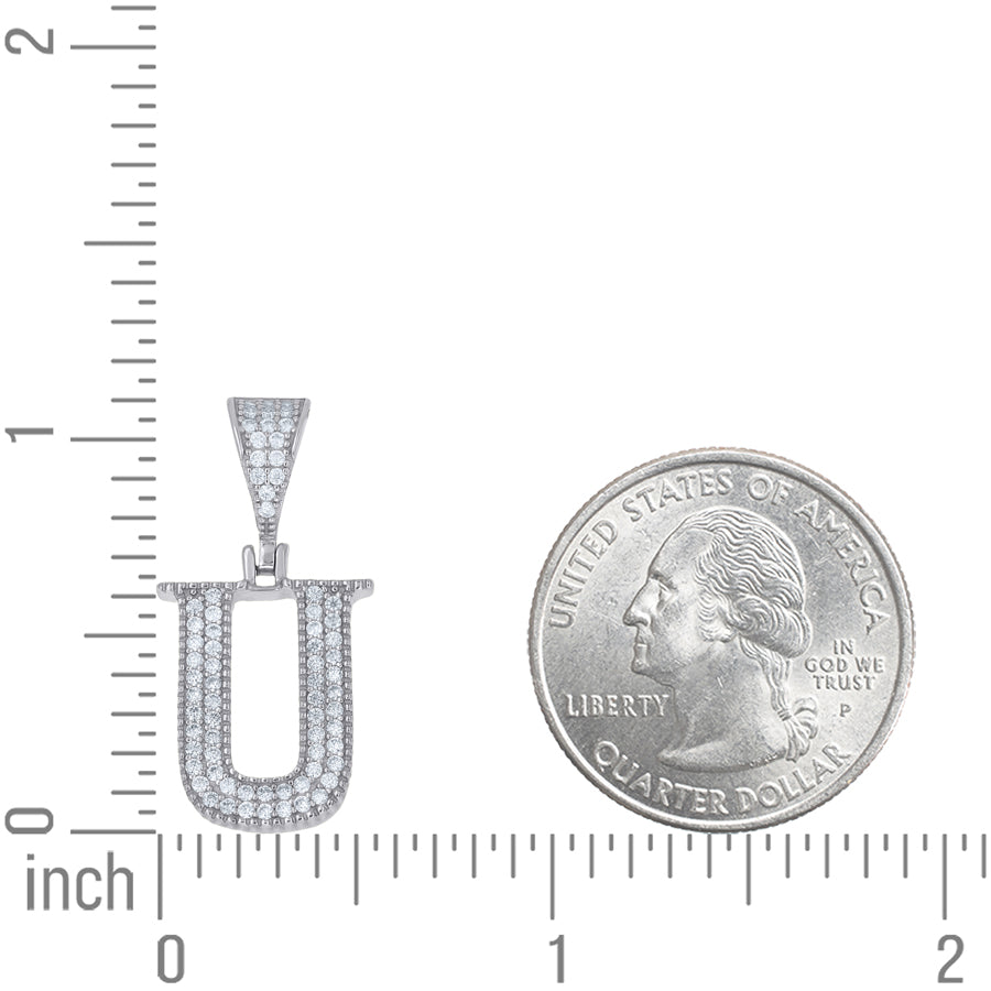 925 Sterling Silver Initial "U" Moissanite