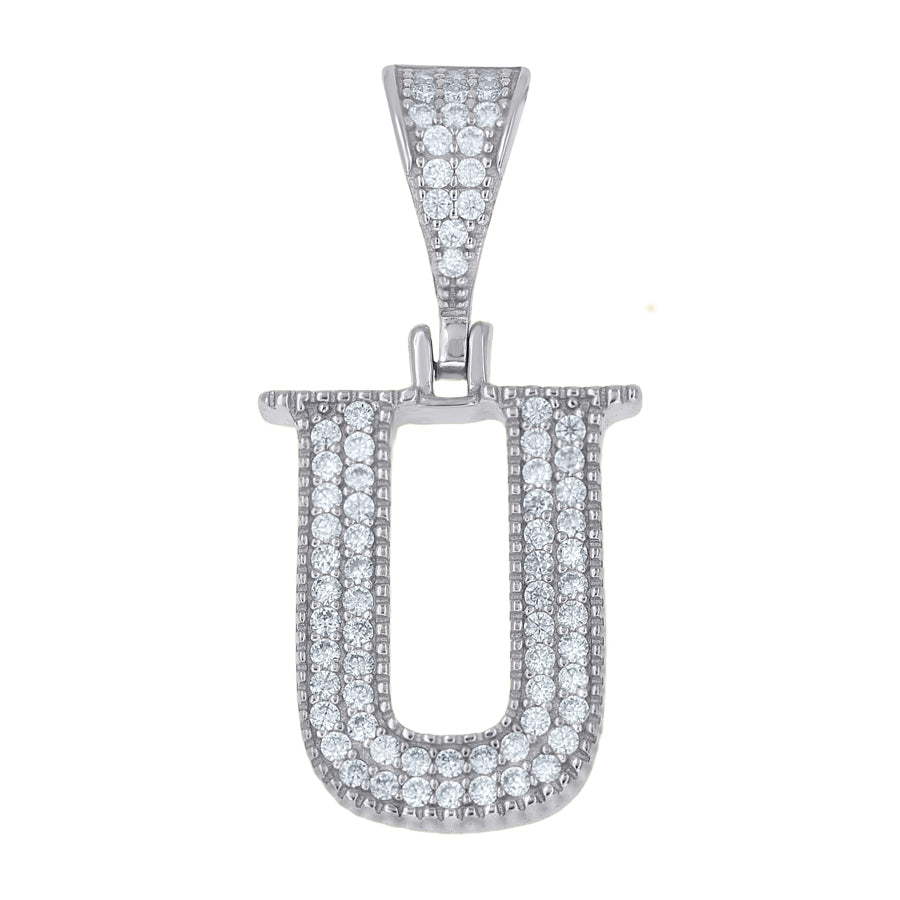 925 Sterling Silver Initial "U" Moissanite