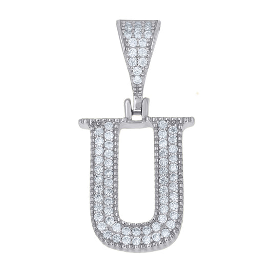 925 Sterling Silver Initial "U" Moissanite