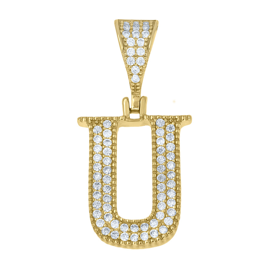 925 Sterling Silver Initial "U" Moissanite