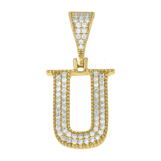 925 Sterling Silver Initial "U" Moissanite