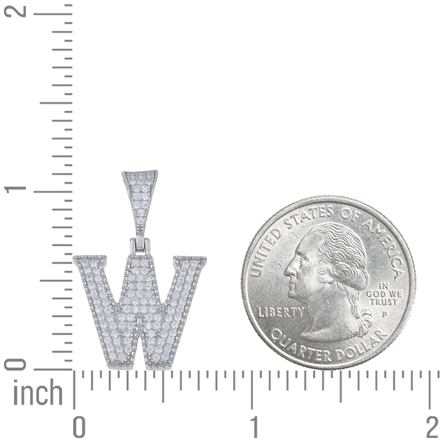 925 Sterling Silver Initial "W" Moissanite