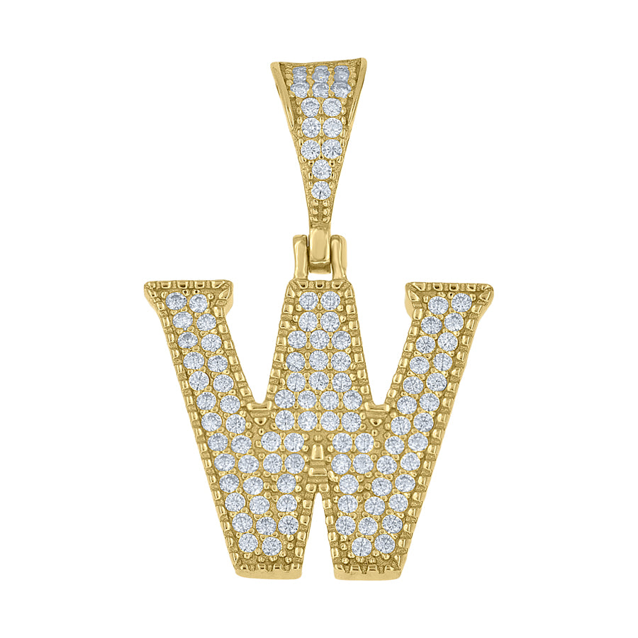925 Sterling Silver Initial "W" Moissanite