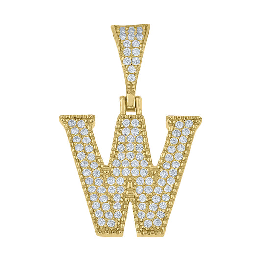 925 Sterling Silver Initial "W" Moissanite