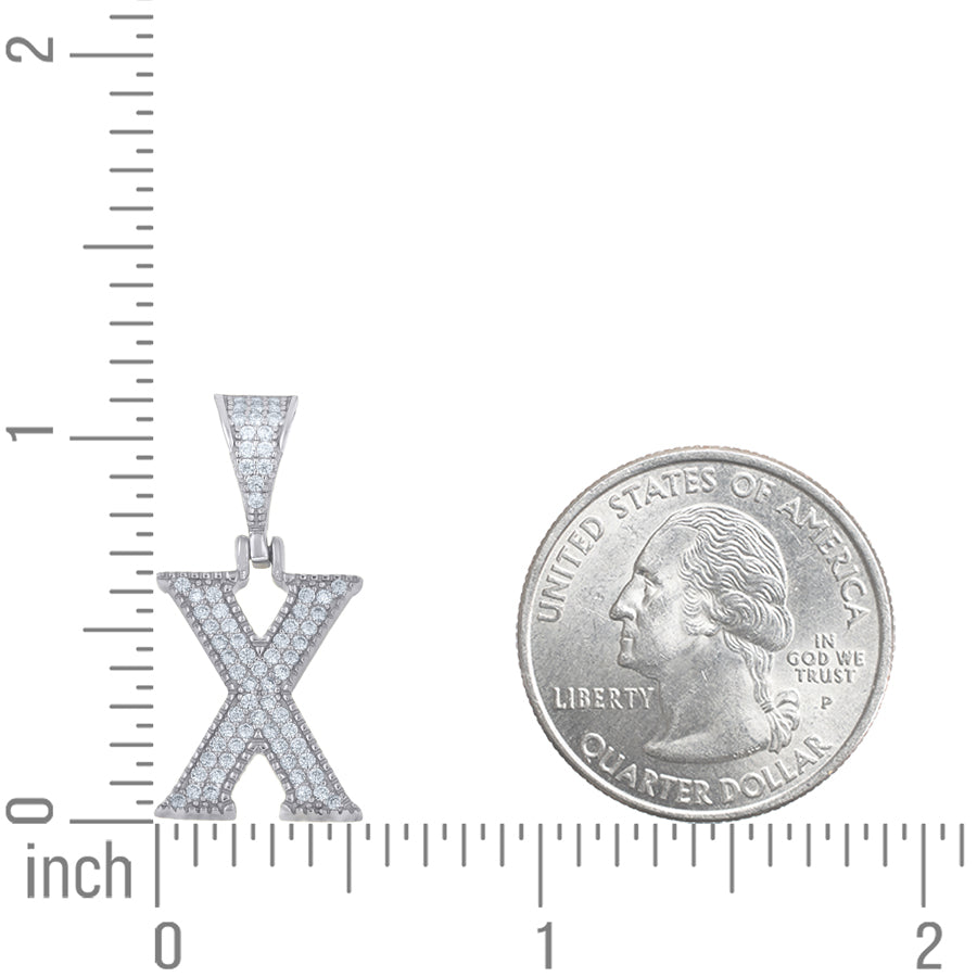 925 Sterling Silver Initial "X" Moissanite