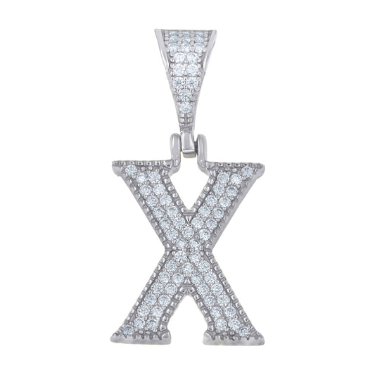 925 Sterling Silver Initial "X" Moissanite