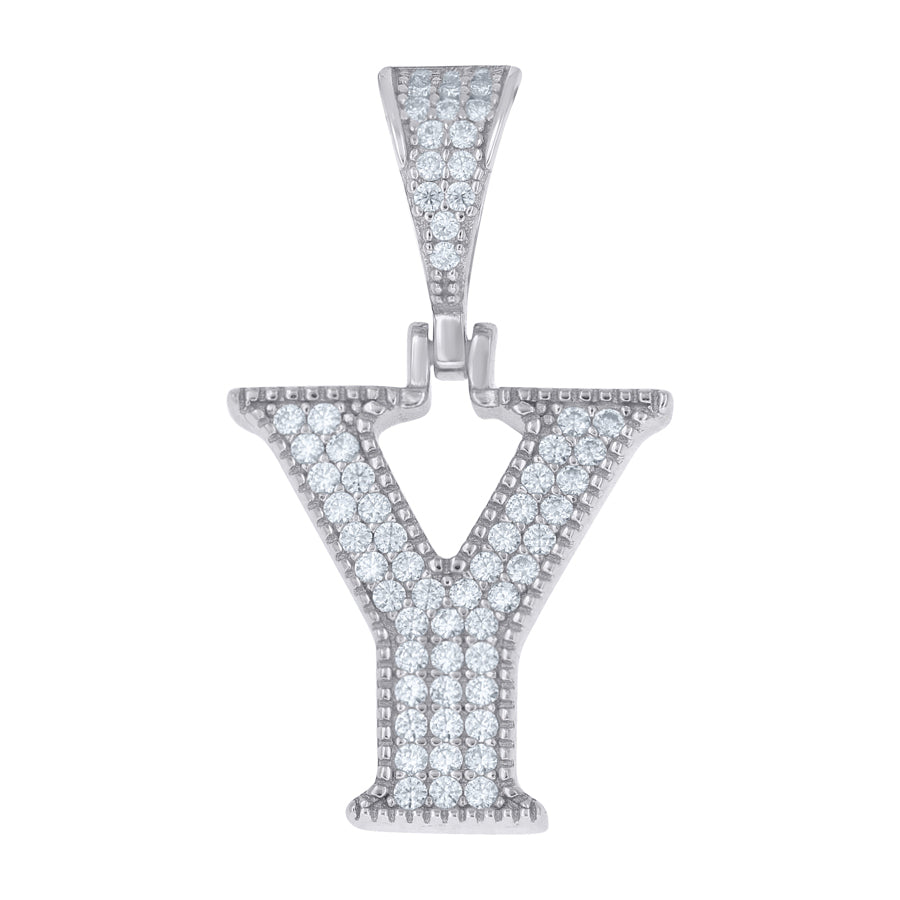 925 Sterling Silver Initial "Y" Moissanite