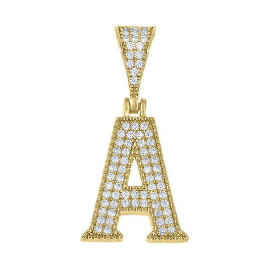 925 Sterling Silver Initial "A" Moissanite