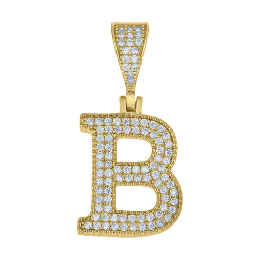 925 Sterling Silver Cz Initial "B" Pendant