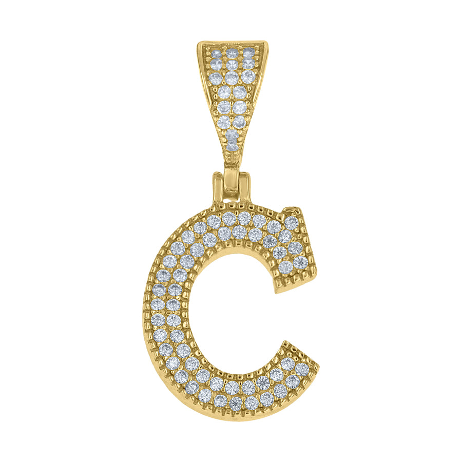 925 Sterling Silver Cz Initial "C" Pendant