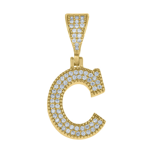 925 Sterling Silver Cz Initial "C" Pendant